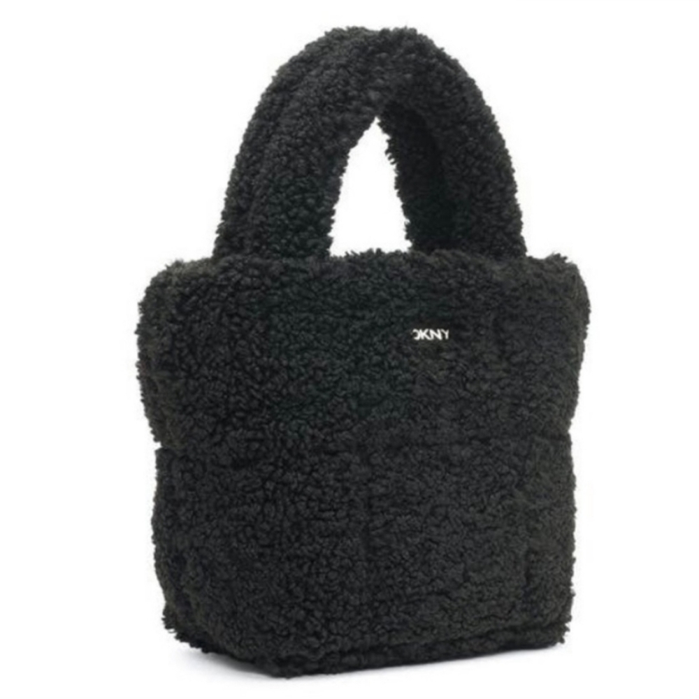 DKNY Women's Poppy - Mini Tote Bag - Shearling - Black Bag Handbag